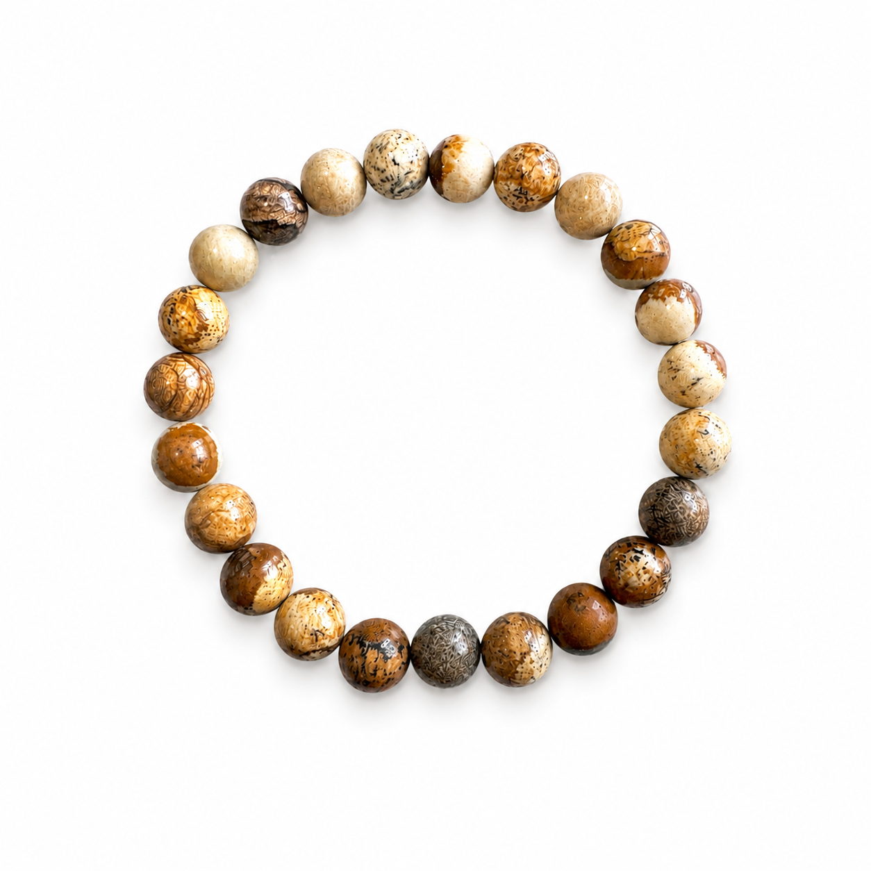 Natural 8mm Picture Jasper Bead Bracelet